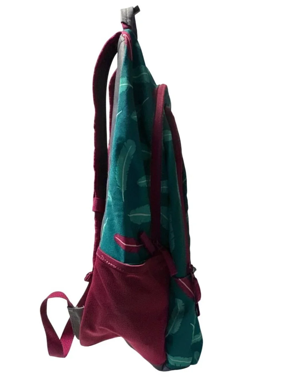 Lands End Feather Print Backpack With Adjustable Straps - Teal & Pink